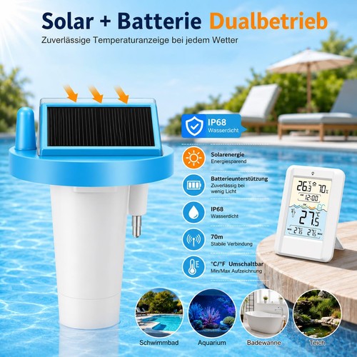 Solar funk pool thermometer - pool,
